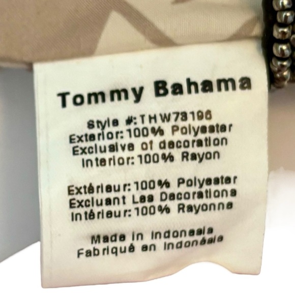 TOMMY BAHAMA BEADED GEOMETRIC ABALONE SHELL TRIM CLUTCH WRISTLET BAG - Picture 8 of 8